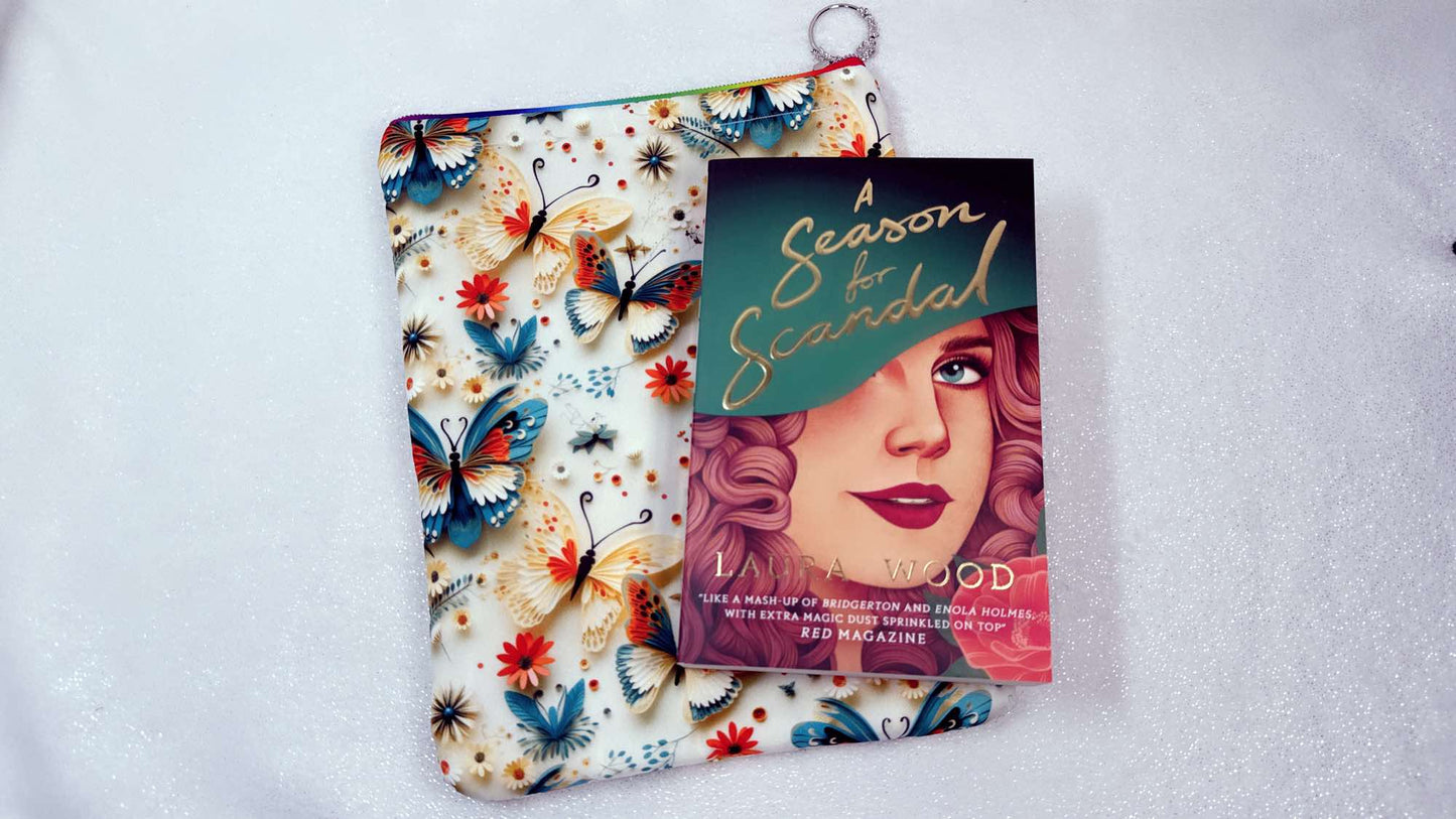 White Flower Butterfly, Waterproof Book Sleeve