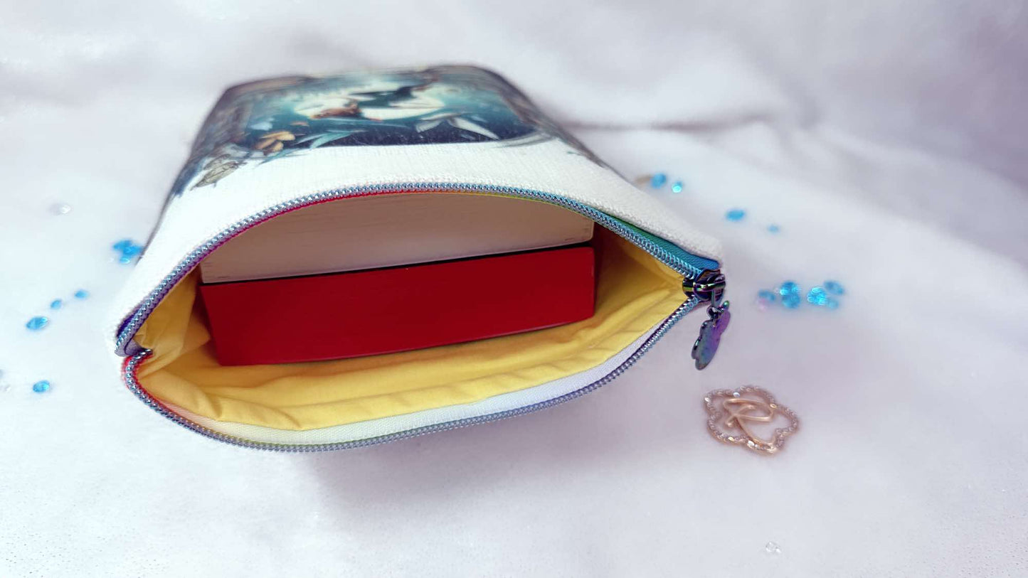 Personalised book sleeve handmade by Roxana Roveno with a special design inspired by classic stories Peter Pan perect sie for two books