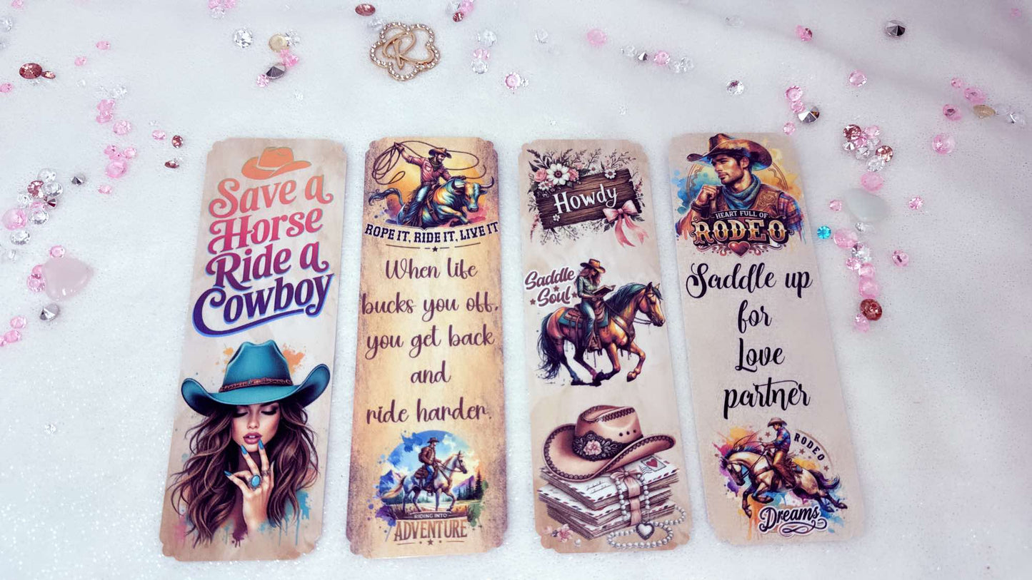 Personalised Laminated paper bookmarks by roxana Roveno perfect gift for a western life lover