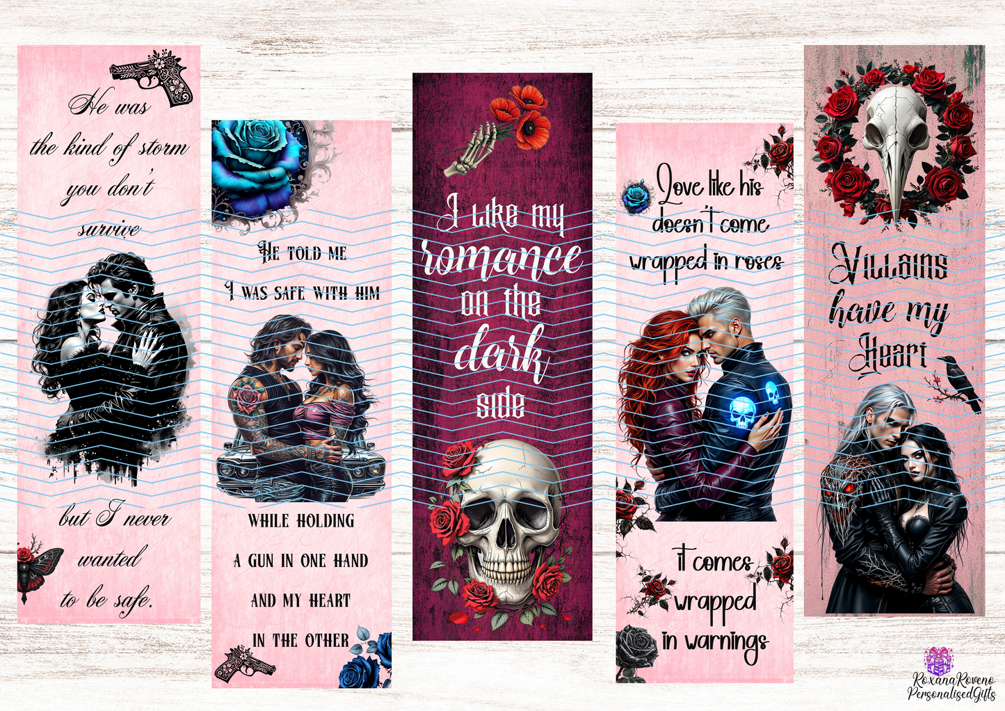 Where ink meets obsession — dark romance bookmarks for dangerously beautiful stories.
Because your morally grey book boyfriends deserve a matching bookmark.
Personalised bookmarks special designed by roxana roveno set 2
