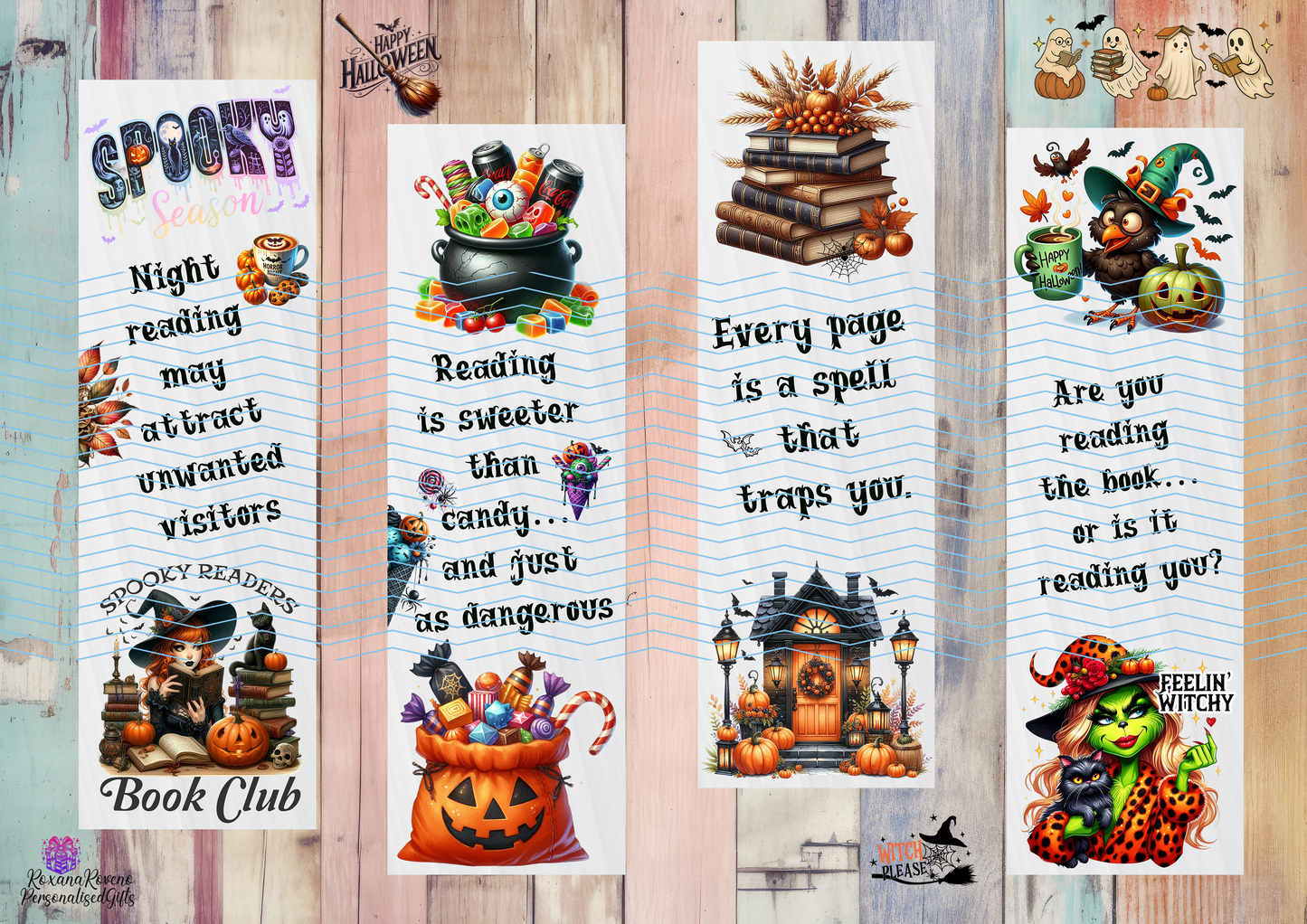 Halloween Bookmarks – Spells and Stories. Every page hides a spell, every story a shadow. designed by RoxanaRoveno, witchy ones