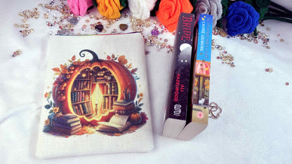 Autumn fills the air with a quiet magic Book Sleeve – Book Protector for Travel Reads Where every leaf tells a story. designed by roxana roveno back