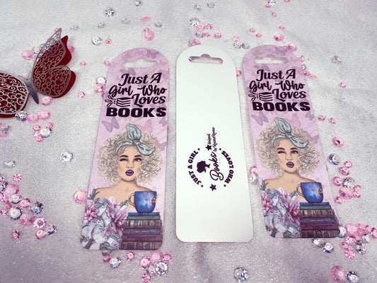 Personalised acrylic bookmark designed by Roxana Roveno with floral pastel design and Quotes "just a girl who loves books"