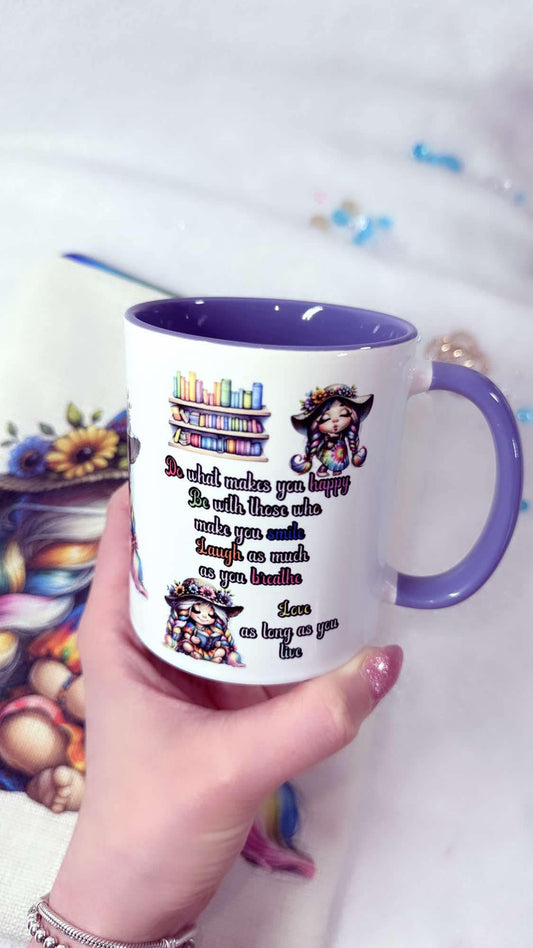 personalised quotes rainbow mug designed by Roxana Roveno special created with motivational meaning for beautiful girls right side