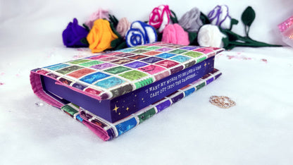 premium handmade book covers, designed for book lovers who care about their books as much as they care about reading them. special designed by Roxana Roveno, with postage stamp print book cover, BookTok