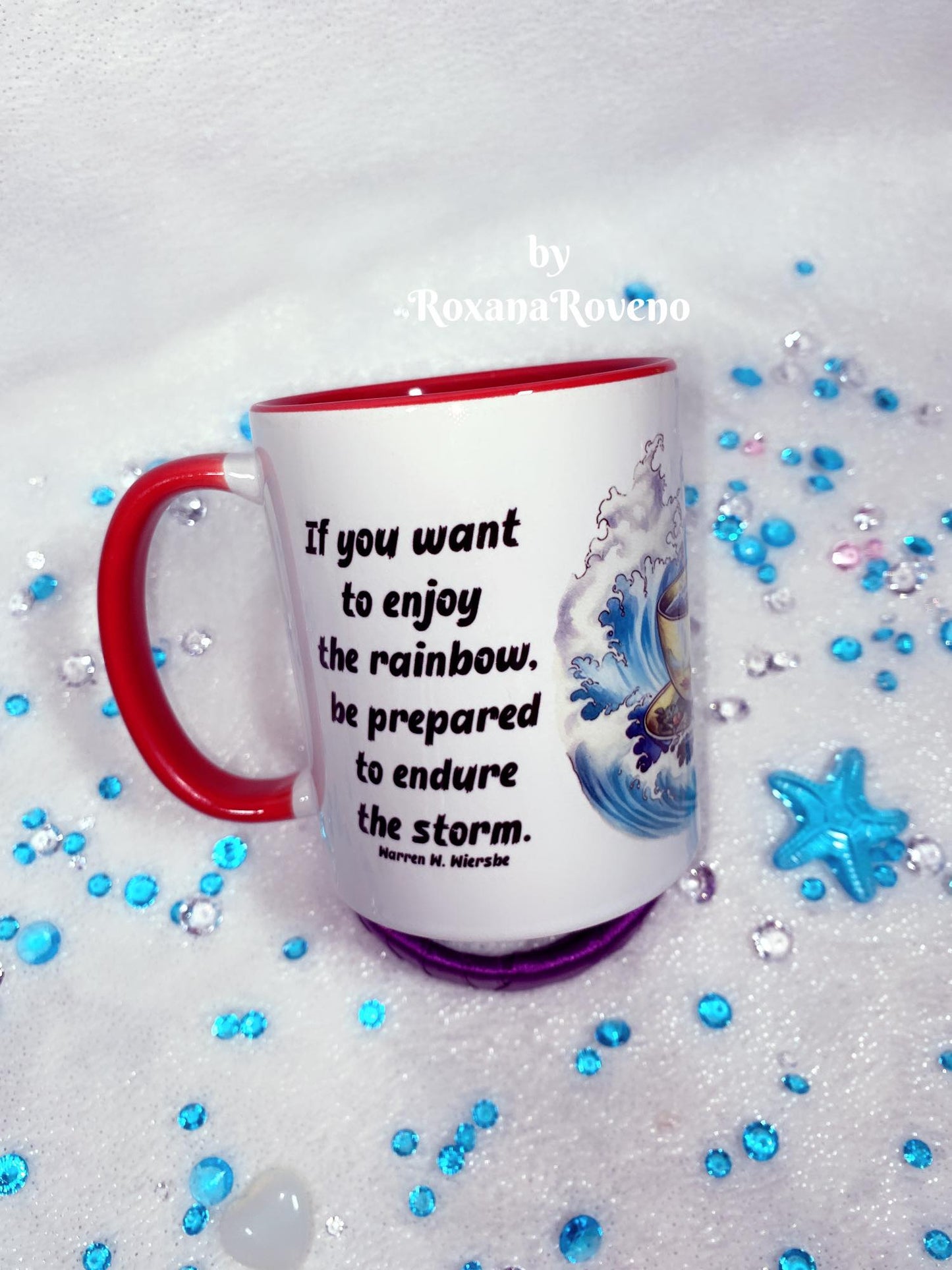 white Mug Personalised Red inside Quotes