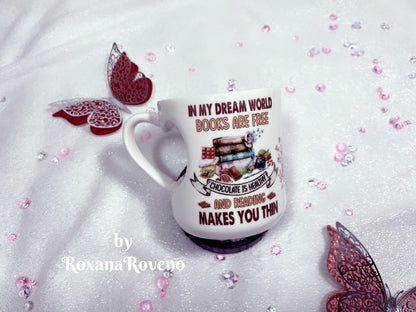 personalised coffee mug designed by roxana oveno special gift for coffee lover and a book lover heart handle mug