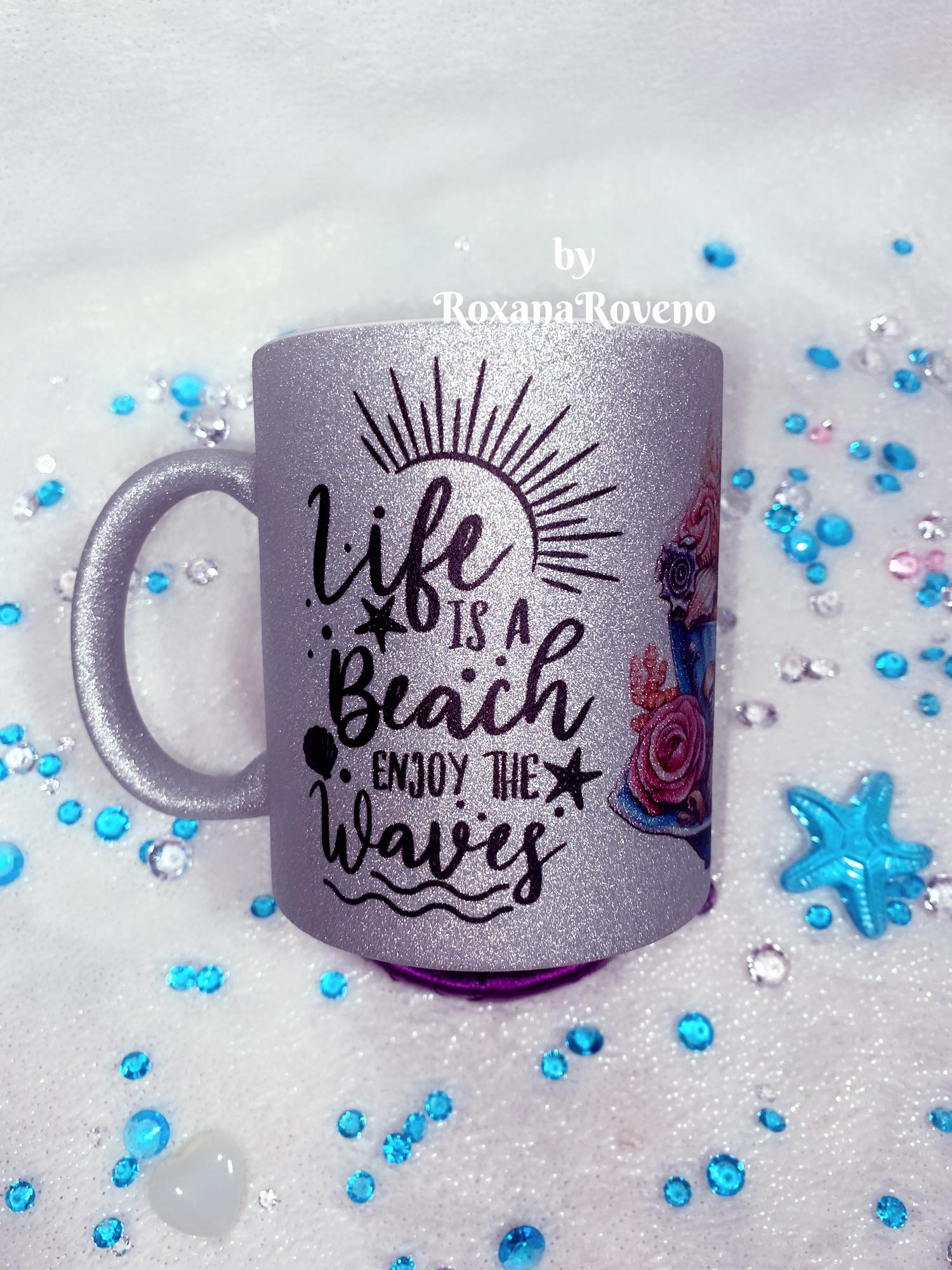Personalised sparkle mug sea mug pefrect for sumer gifts by roxana roveno coffee mug tea mug special gift right side quotes mug
