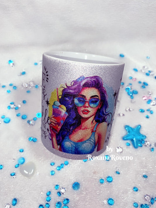 Personalised Gifts by Roxana Roveno Mugs for coffee sparkle mug Beautiful girl