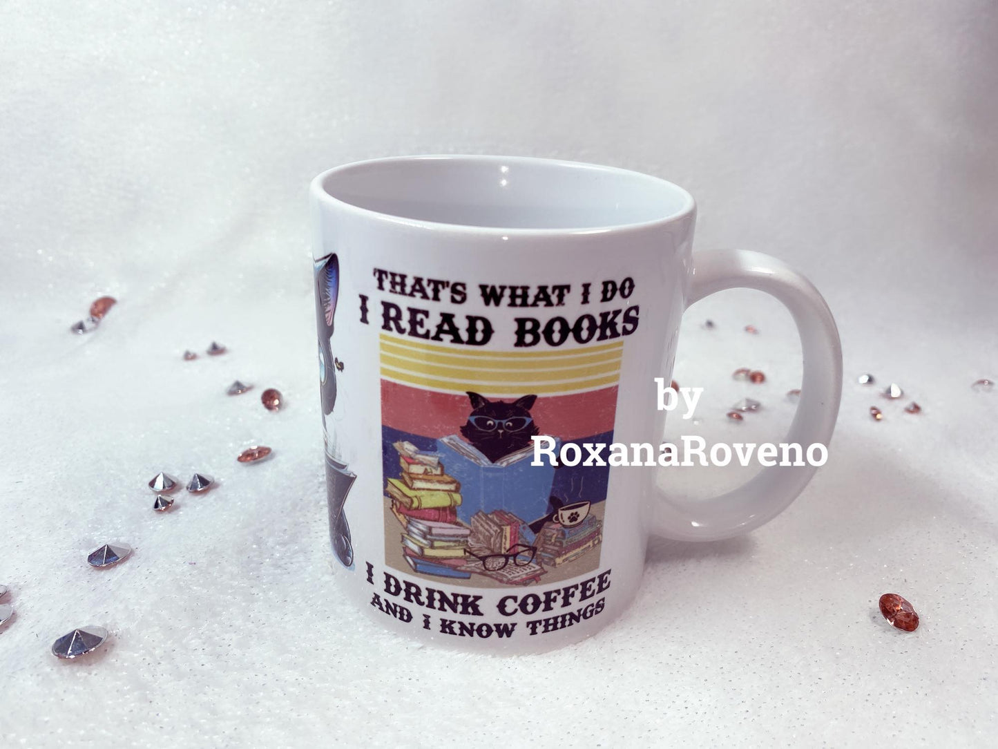 Personalised Gift Funny & Sarcastic Mug Black Cat perfect gift for a book lover
