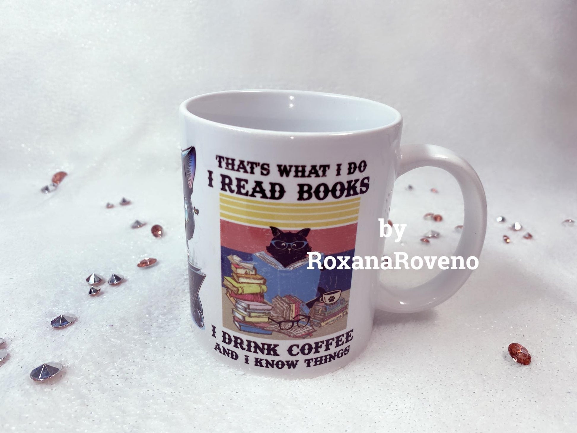 Personalised Gift Funny & Sarcastic Mug Black Cat perfect gift for a book lover
