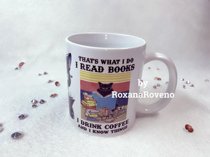 Personalised Gift Funny & Sarcastic Mug Black Cat perfect gift for a book lover
