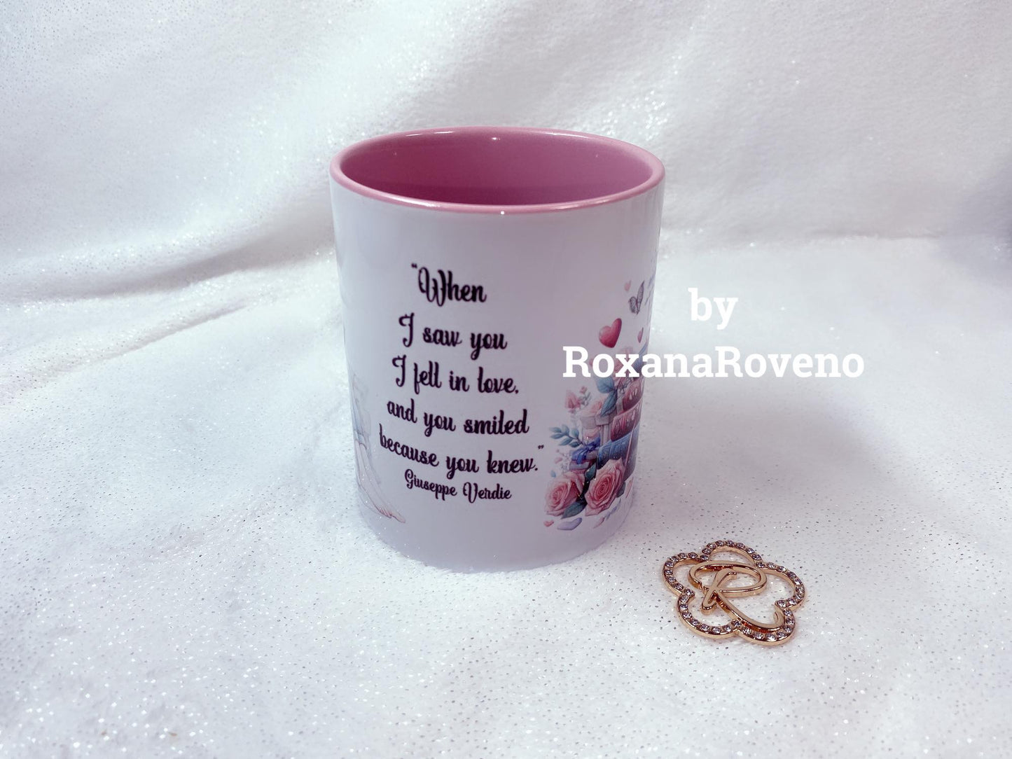 Personalised mug by Roxana Roveno special gift or a book lover with quote for Valentine's day
