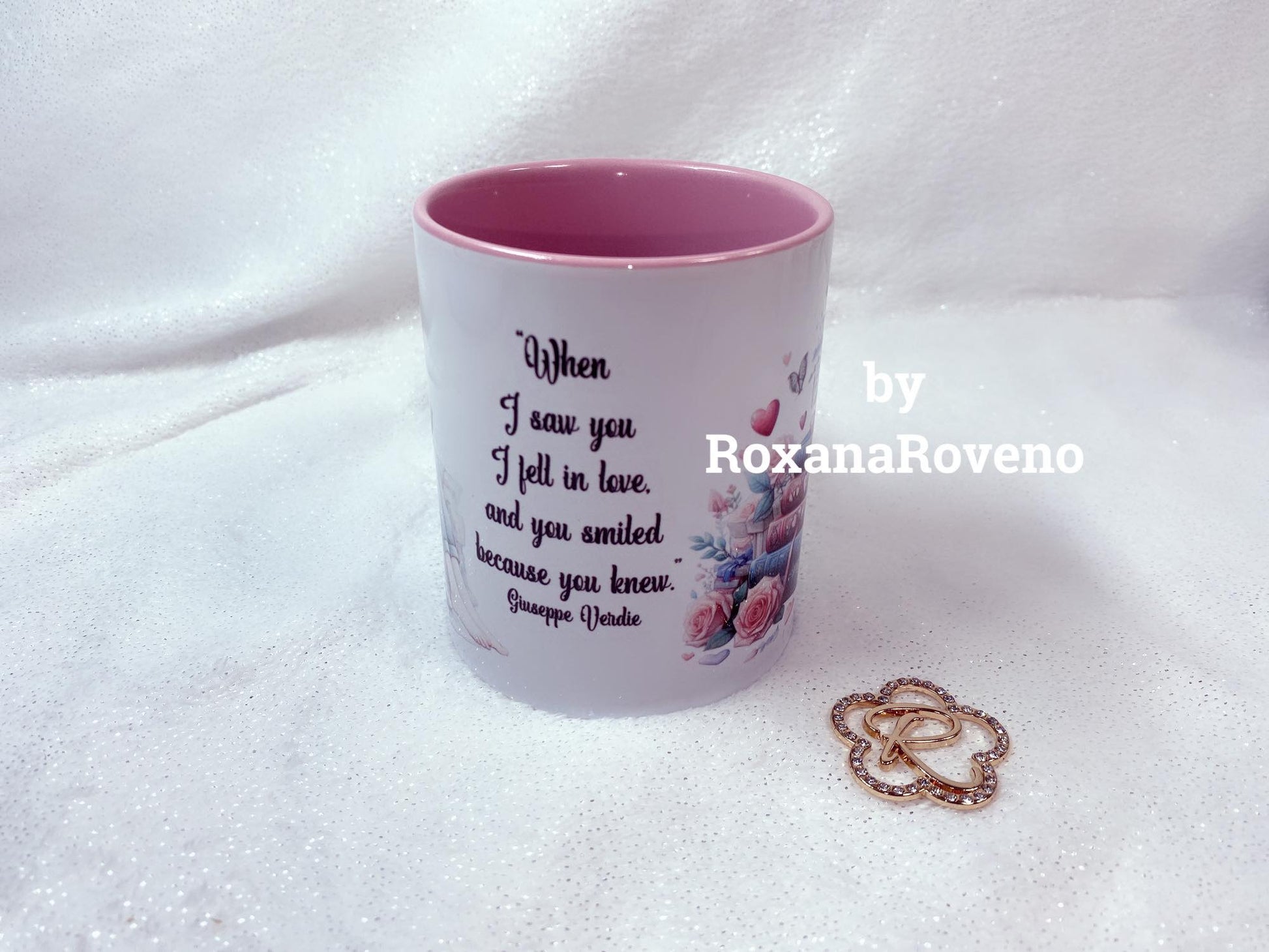 Personalised mug by Roxana Roveno special gift or a book lover with quote for Valentine's day