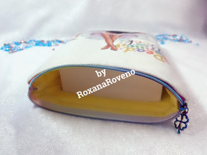 handmade book sleeve special created by roxana roveno personalised gift for book lover quote 'read banned books' face and back beg book fits in