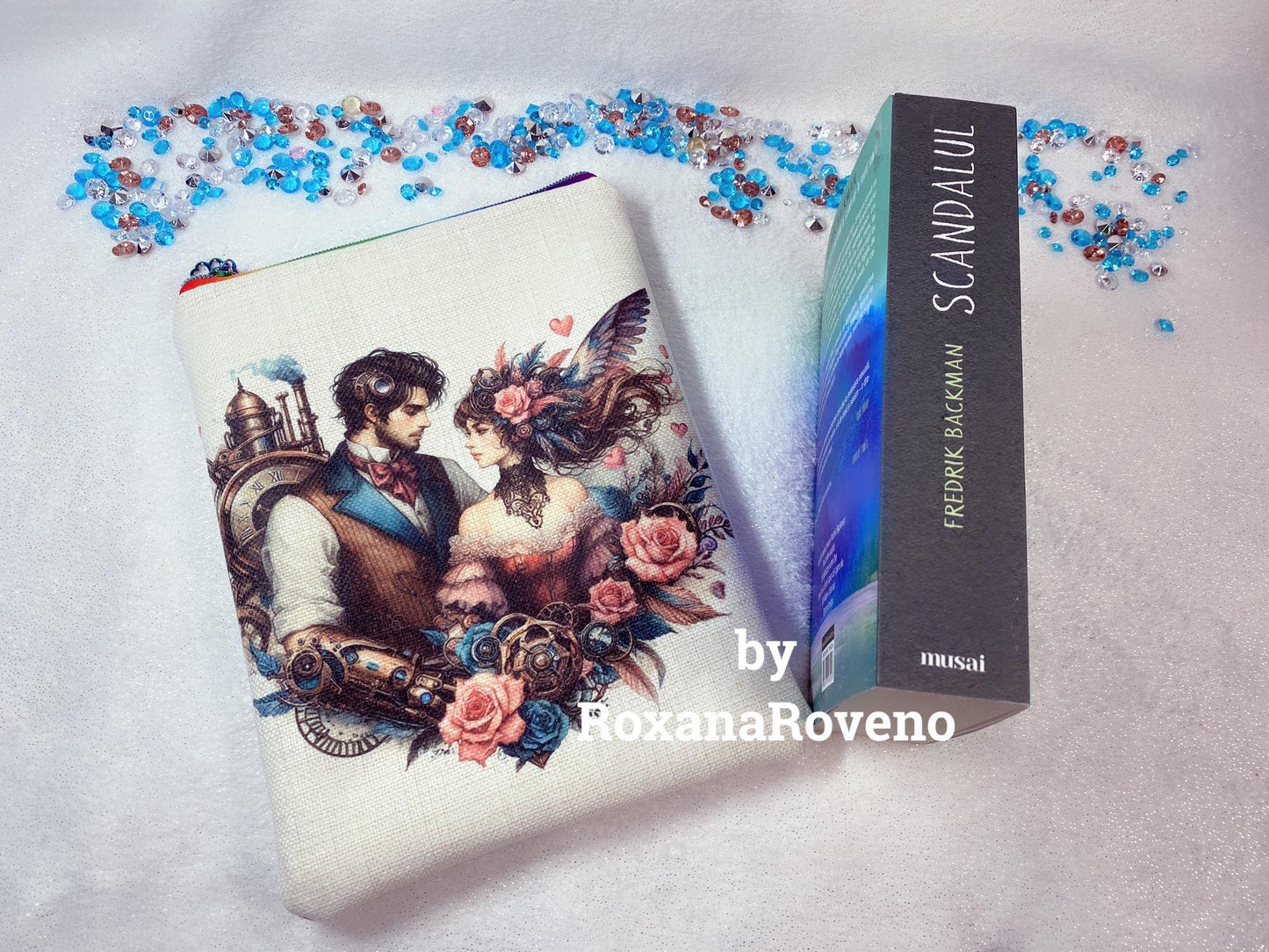 handmade book sleeve special created by roxana roveno personalised gift for book lover quote back of the book sleeve with lovers special gift for Valentine's Day