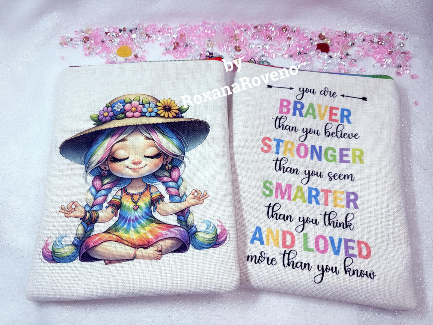 personalised gift set by RoxanaRoveno which include a book sleeve, with motivatonal quote