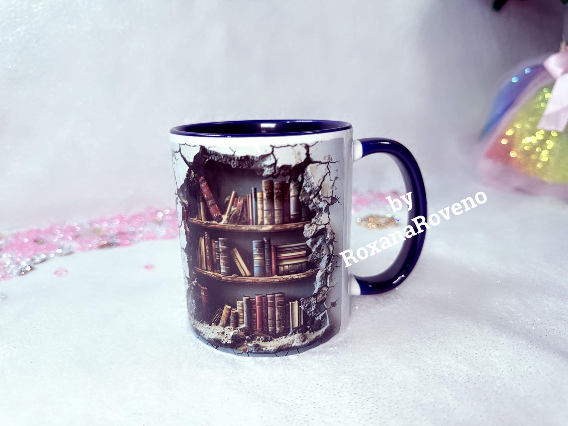 Personalised gift Library mug by roxana roveno gifts perfect gift for a book lover perfect mug for reading