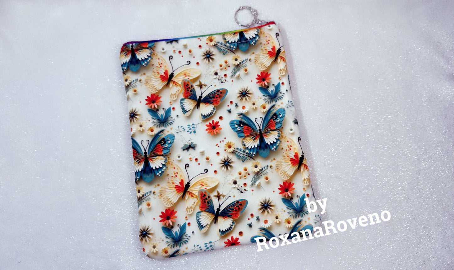 White Flower Butterfly, Waterproof Book Sleeve