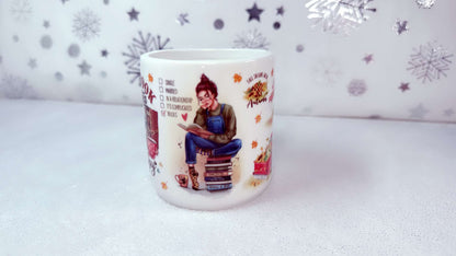 Read BOOK, drink tea, BE HAPPY, 11oz Heart Mug