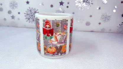 book lover girl red hair coffee time best gift for a bookworm