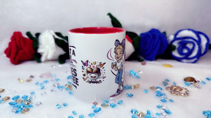 Personalised Gifts by Roxana Roveno designed ith a Blonde beautiful Lady perfect gift for her Coffee lover Funny girl middle of the mug a funny coffee