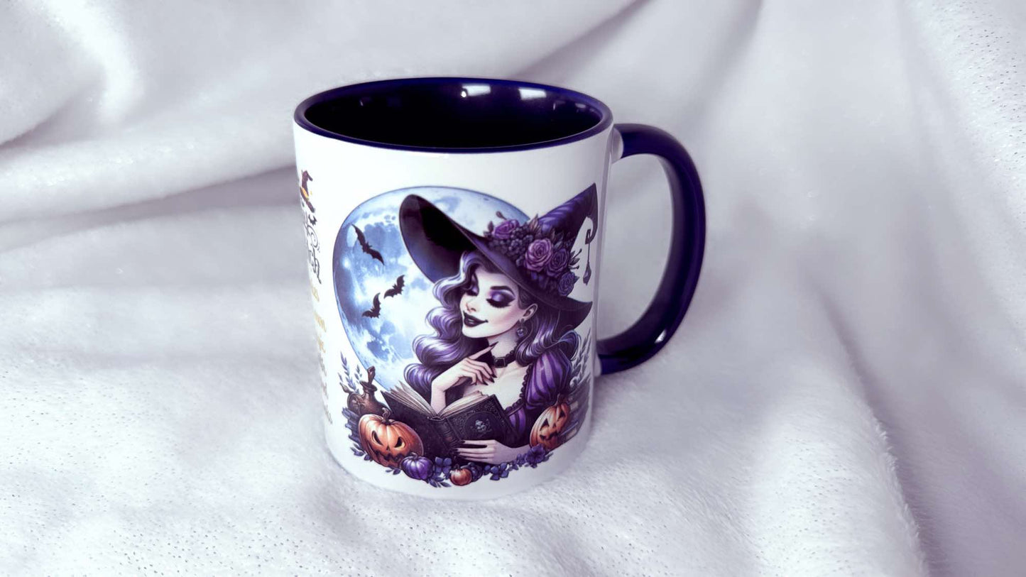 Personalised mug designed by roxana roveno beautiful witch special gift for Halloween and book lover