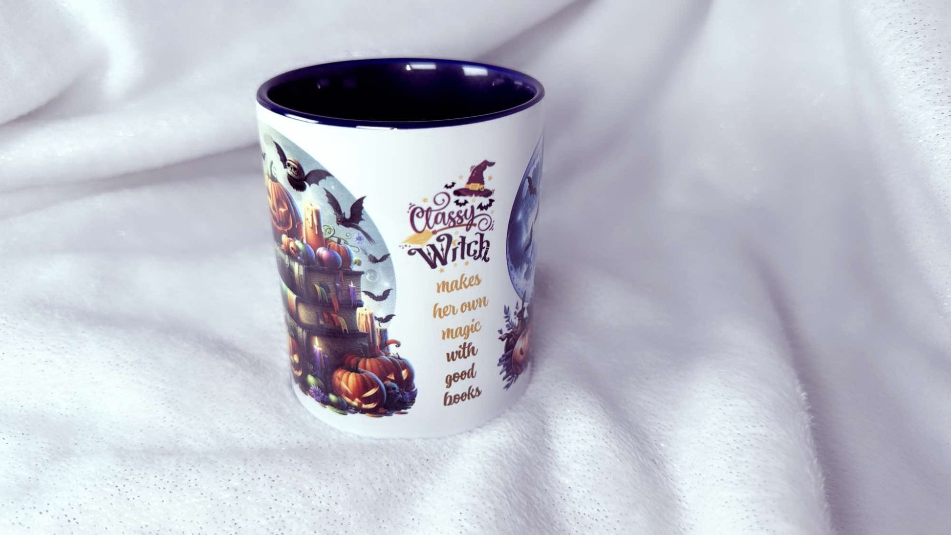 Personalised mug designed by roxana roveno beautiful witch special gift for Halloween and book lover quotes mug