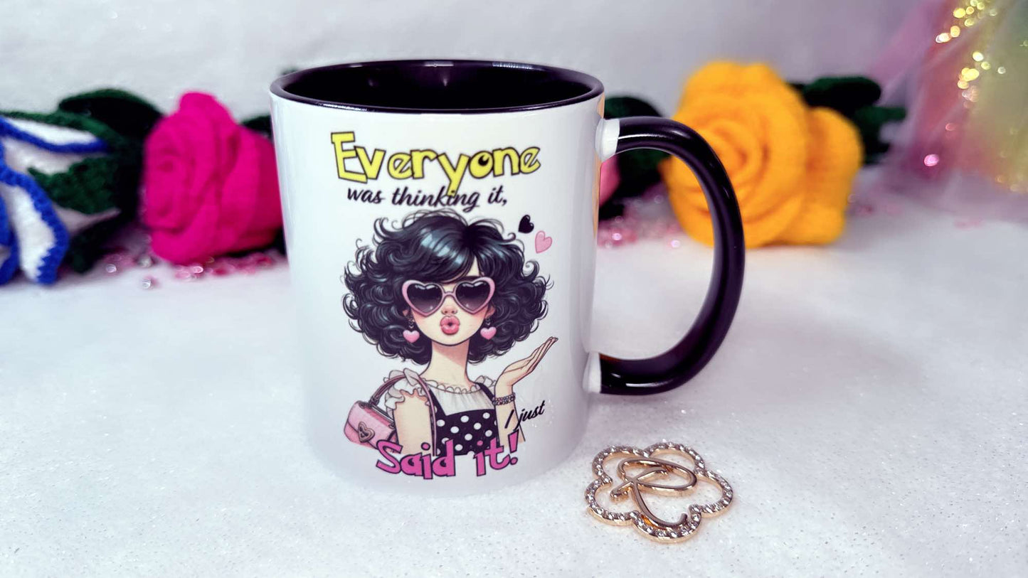 funny beautiful lady personalised coffee mug designed by roxana roveno with funny and sarcastic mug special gift foe her and a coffee or tea lover right side 