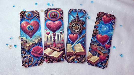 Love and Books Laminated Bookmarks set by Roxana Roveno Best gift for a book lover for readers for books 