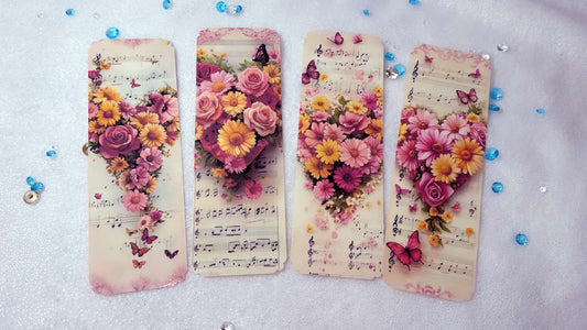 Vintage Floral Music Laminated Bookmark set by Roxana Roveno