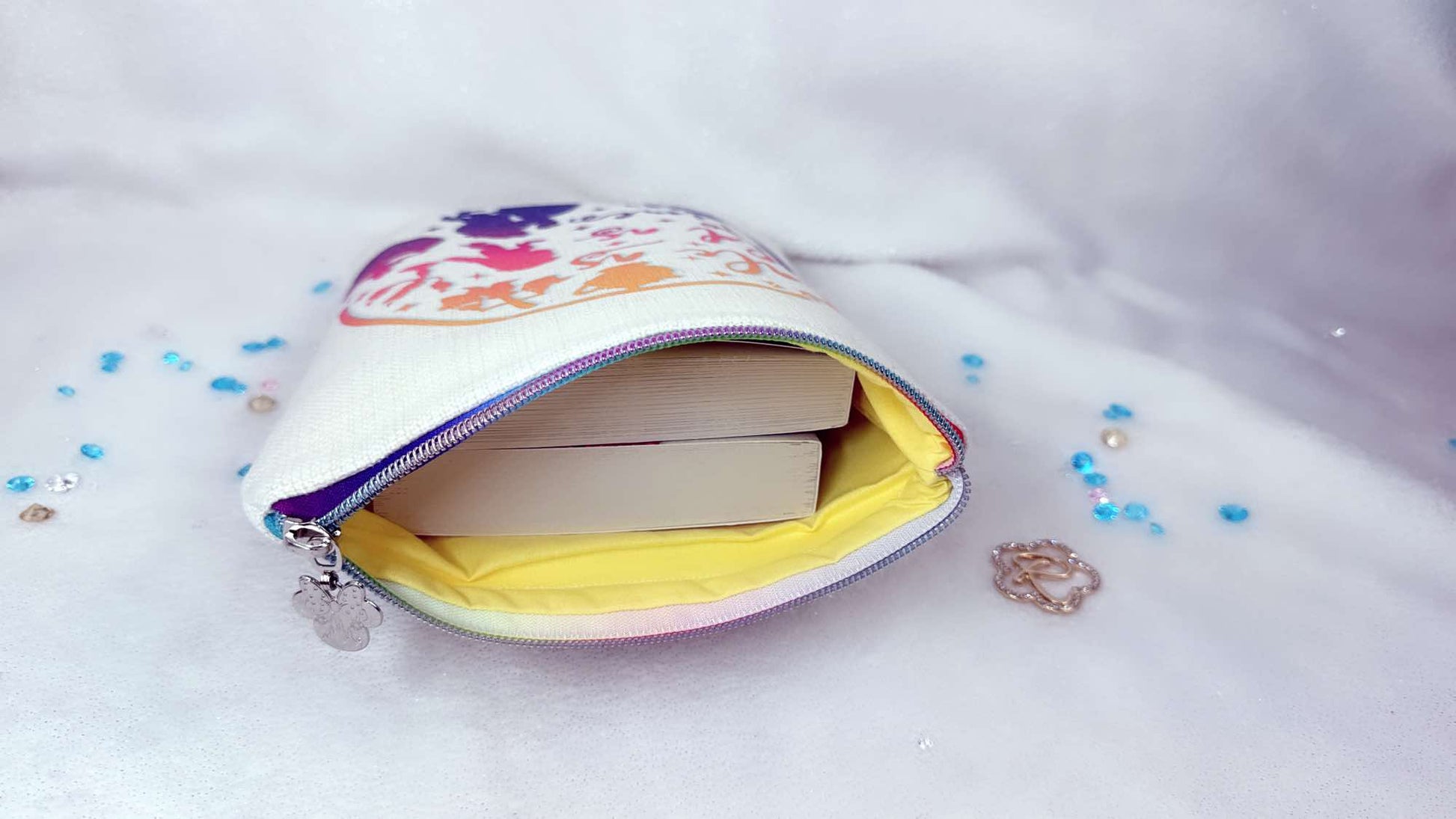 Personalised book sleeve handmade by Roxana Roveno with a special design inspired by classic stories Beauty and the Beast perfect size for books like 'Temple of Swoon' and 'til death' inside 