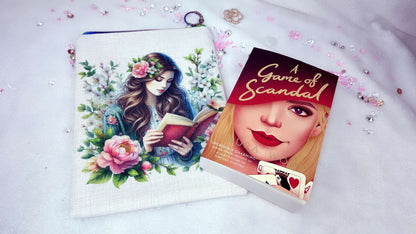 ersonalised book sleeve by Roxana Roveno special designed with spring flowers and  a girl Reading one side perfect gift for Woman's Day and Mother's Day