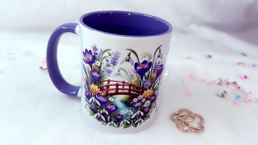 Personalised Mug by Roxana Roveno with Spring flower Perfect gift for Mother's Day Woman's Day Book lover 