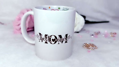 Mama Words Mother's Day, Minimalist Personalised mug by Roxana Roveno special designed for Mother's day perfect gift for wife mom and uote Mom Best Ever