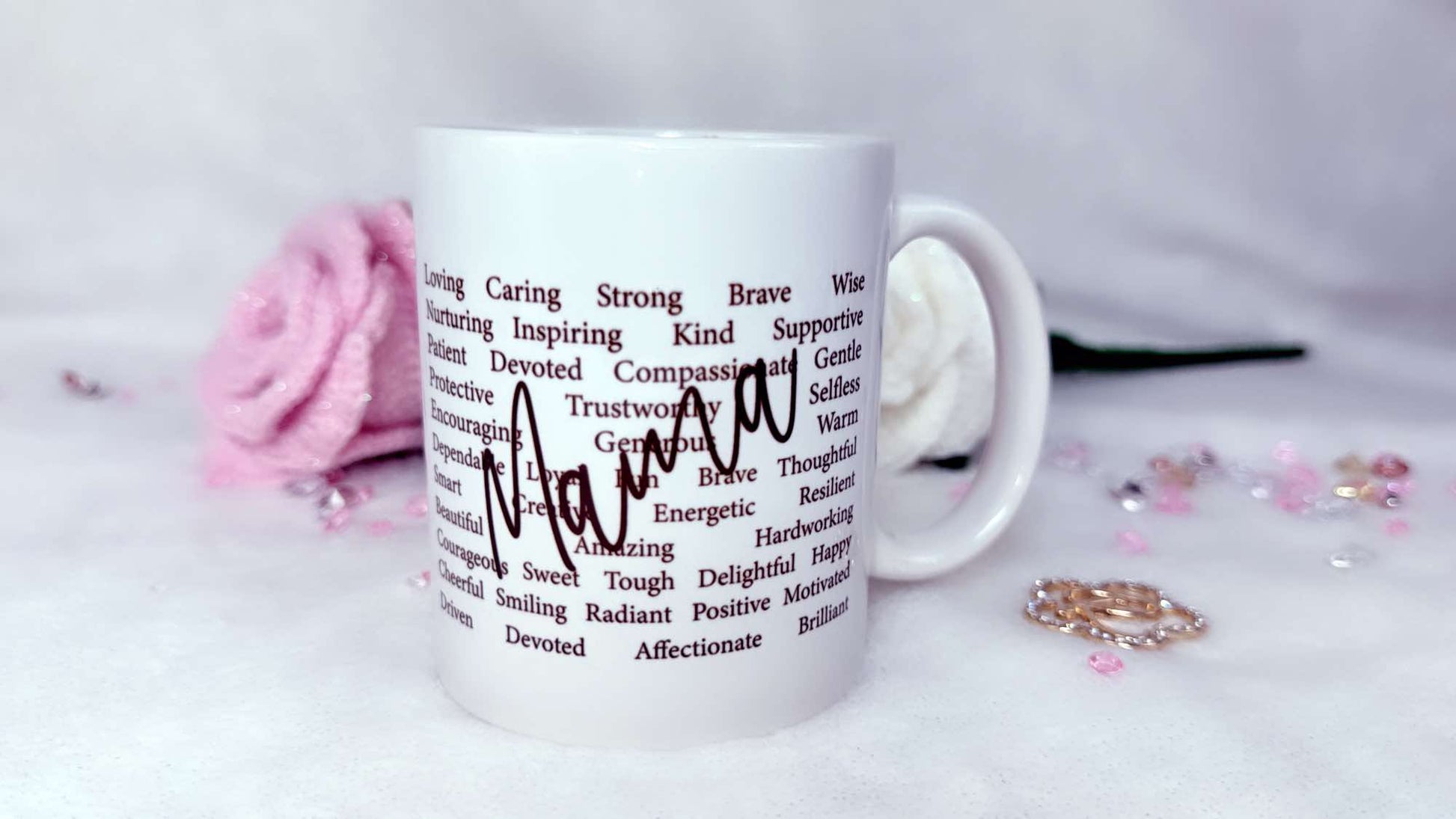 Mama Words Mother's Day, Minimalist Personalised mug by Roxana Roveno special designed for Mother's day perfect gift for wife mom 