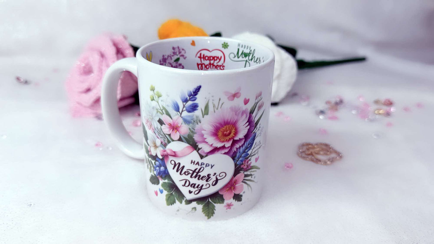 Personalised mug by Roxana Roveno special designed for Mother's Day perfect gift for mom wife boss designed with flowers and Happy Mother's Day