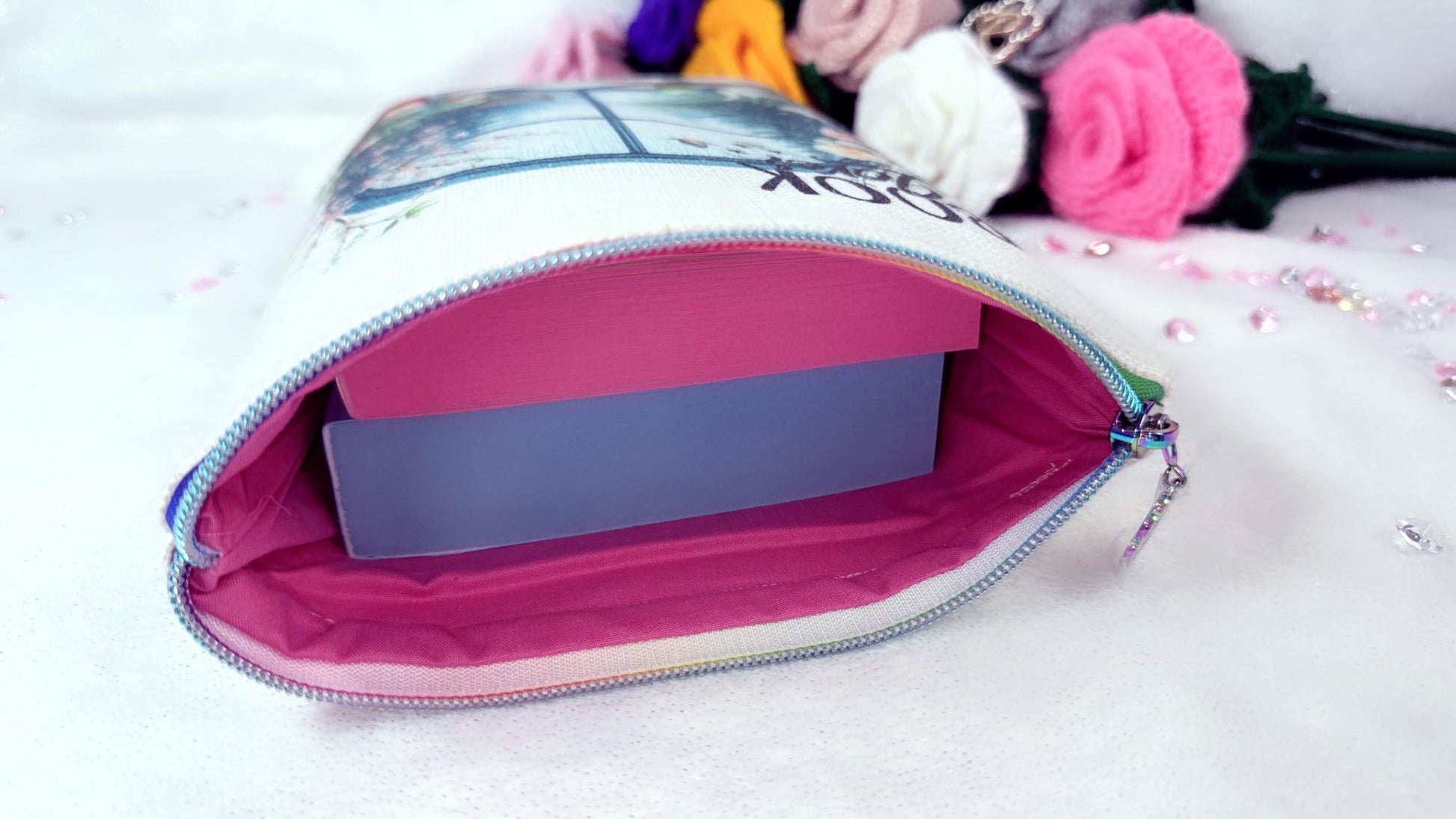 Personalised Handmade book sleeves by RoxanaRoveno perfect gift for a book lovere designed with a house of books perfect size for 2 books like 'the strawberry patch pancake house' by Laurie gilmore