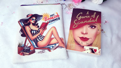 handmade book sleeve UK, summer book protector, personalised book sleeve gift, book pouch for travel, bookish gift ideas UK, beach reading accessories, book lover gift handmade, Hot booksh summer, girl read on the beach, Personalised gifts by RoxanaRoveno, perfect fit Paper back