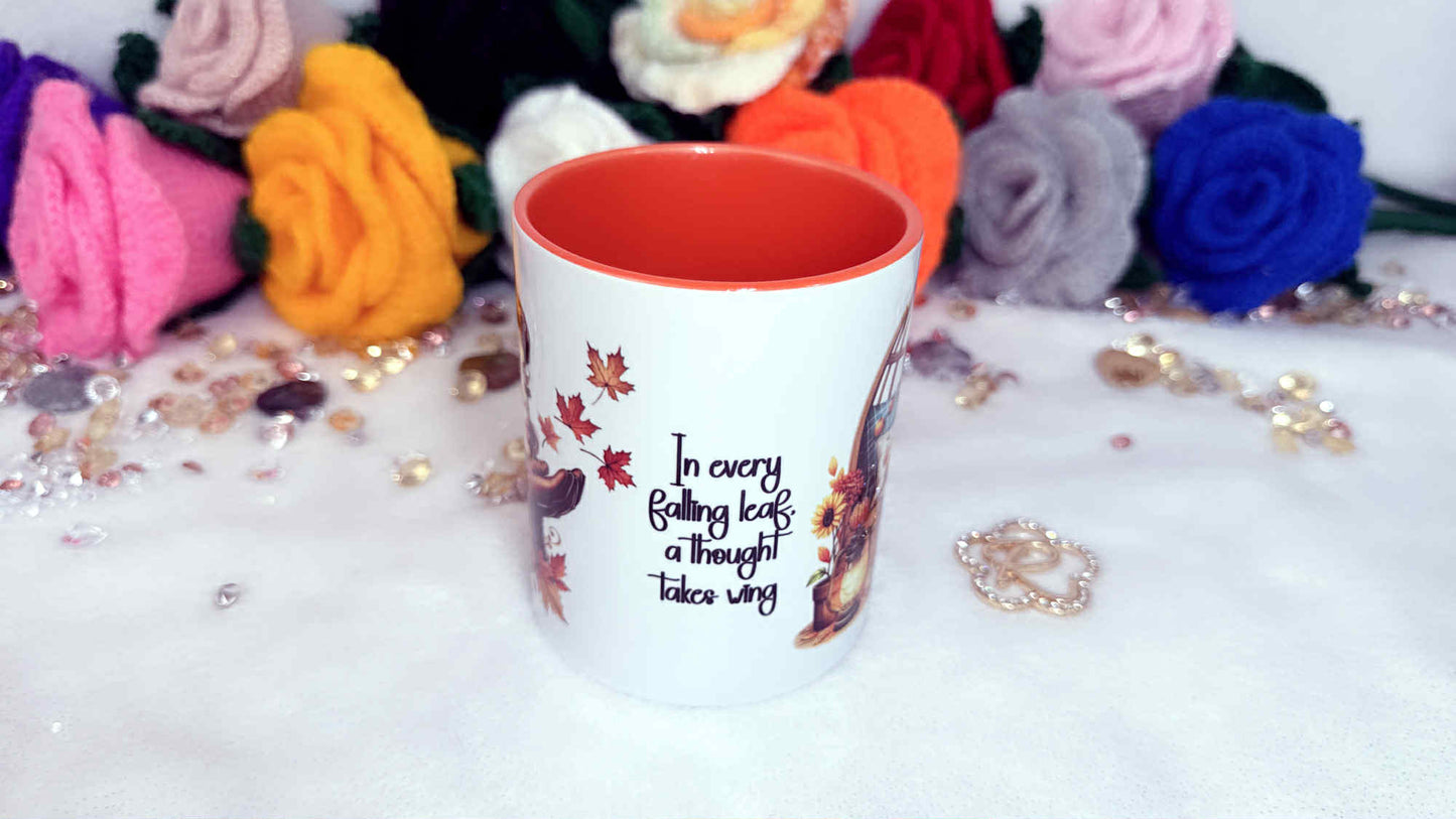 Celebrate the cosy season with our Autumn mug. Perfect for tea, coffee or hot chocolate, this autumn-themed mug makes a thoughtful gift or a treat for yourself. "in every falling leaf, a thought takes wing"