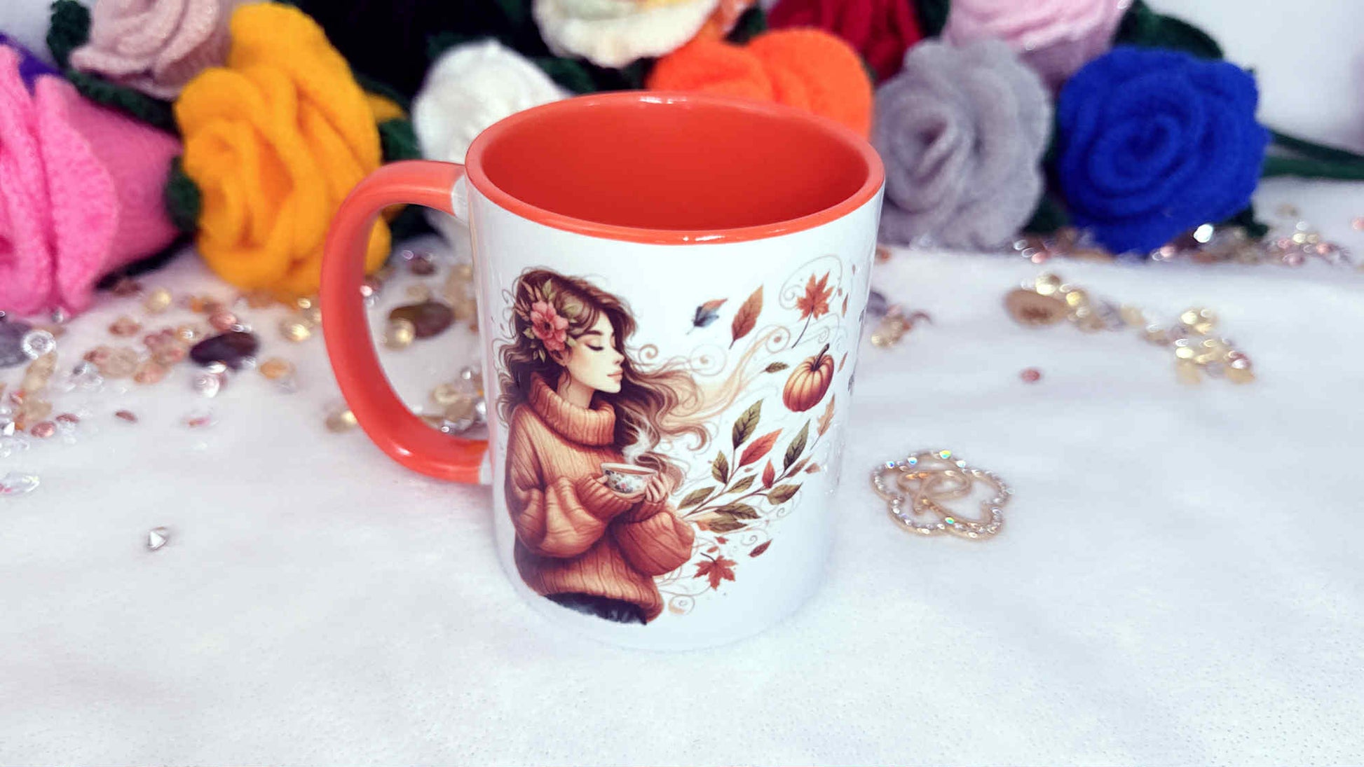 The ideal autumn gift: a cosy mug that makes every drink a seasonal treat - personalised gifts by Roxana Roveno, perdect gift for autumn book lover - irl dreaming