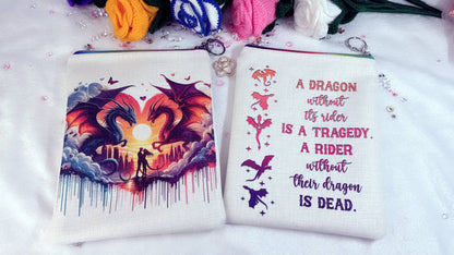 handmade personalised book sleeve "Dragon Rider, Book Lover"&nbsp;made from the highest quality materials and vibrant colors.&nbsp;The rainbow zip adds a stylish touch while providing excellent protection for your books, ensuring they remain safe wherever you go. These unique book sleeve provide protection for your favorite books, journals or notebooks. handmade by roana roveno bookis booktok book lover
