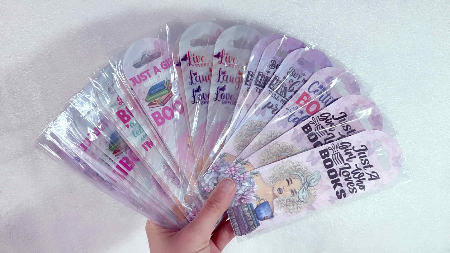 Just a Girl who loves Books, Curly hair, Plastic Bookmarks