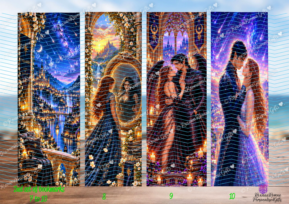 Fantasy romance bookmark collection with magical court designs