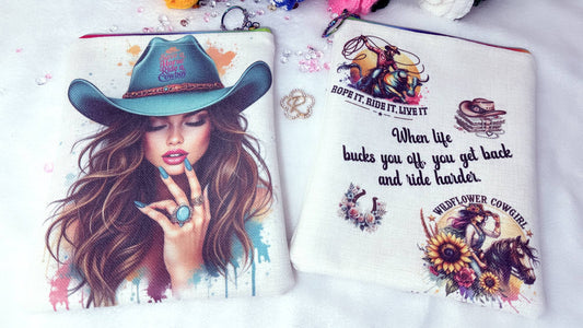 handmade book sleeve UK, summer book protector, personalised book sleeve gift, book pouch for travel, bookish gift ideas UK, beach reading accessories, book lover gift handmade, western girl, boho girl, cowgirl, cobo, by Roxana Roveno, perfect gift 