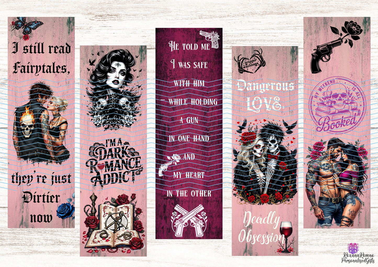 Where ink meets obsession — dark romance bookmarks for dangerously beautiful stories. 
Because your morally grey book boyfriends deserve a matching bookmark. 
Personalised bookmarks special designed by roxana roveno