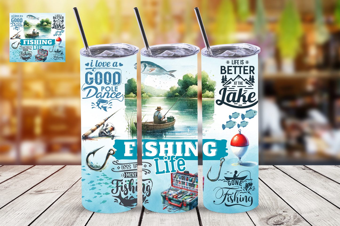 Personalised Tumbler by Roxana Roveno with a fisher for fishing life perfect gift for him 