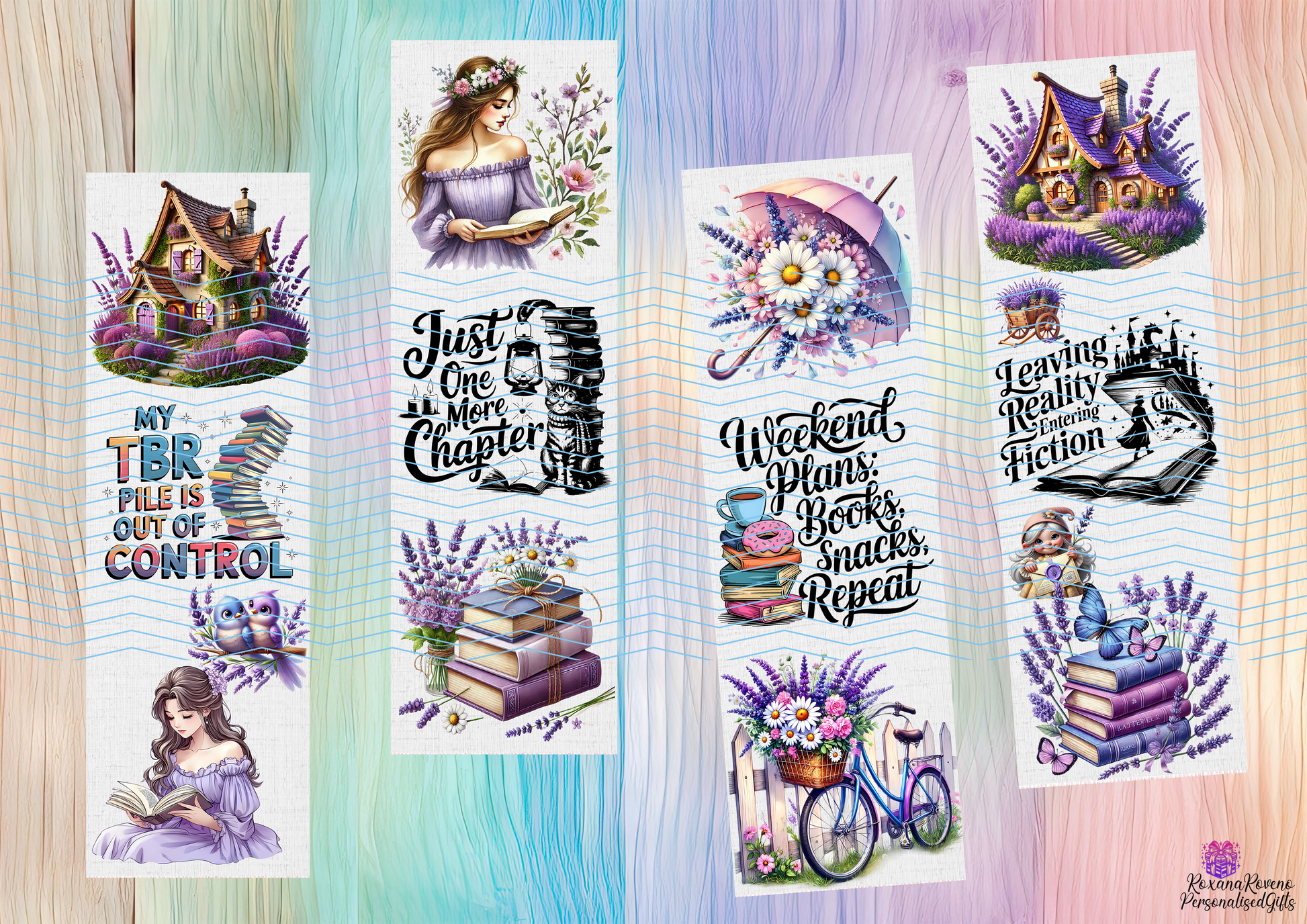 Personalized Laminated Paper Bookmark set special designed by Roxana Roveno, perfect gift for a book lover, Quotes bookmarks, durable and vibrant colours 